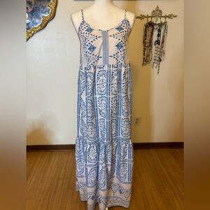 Blue and White Maxi Dress